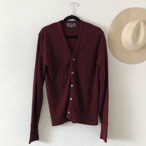 Burgundy Button Up Cardigan Sweater
